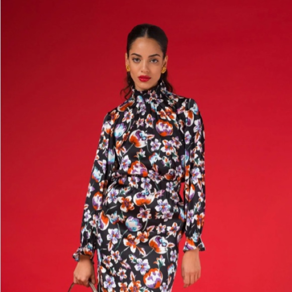 Tucker NYC Stella Top NWT in Georgia Blossoms Black Size XS